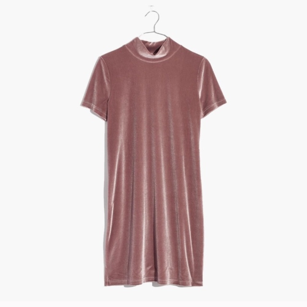 Madewell Velvet Mauve Mockneck 90s Style Dress